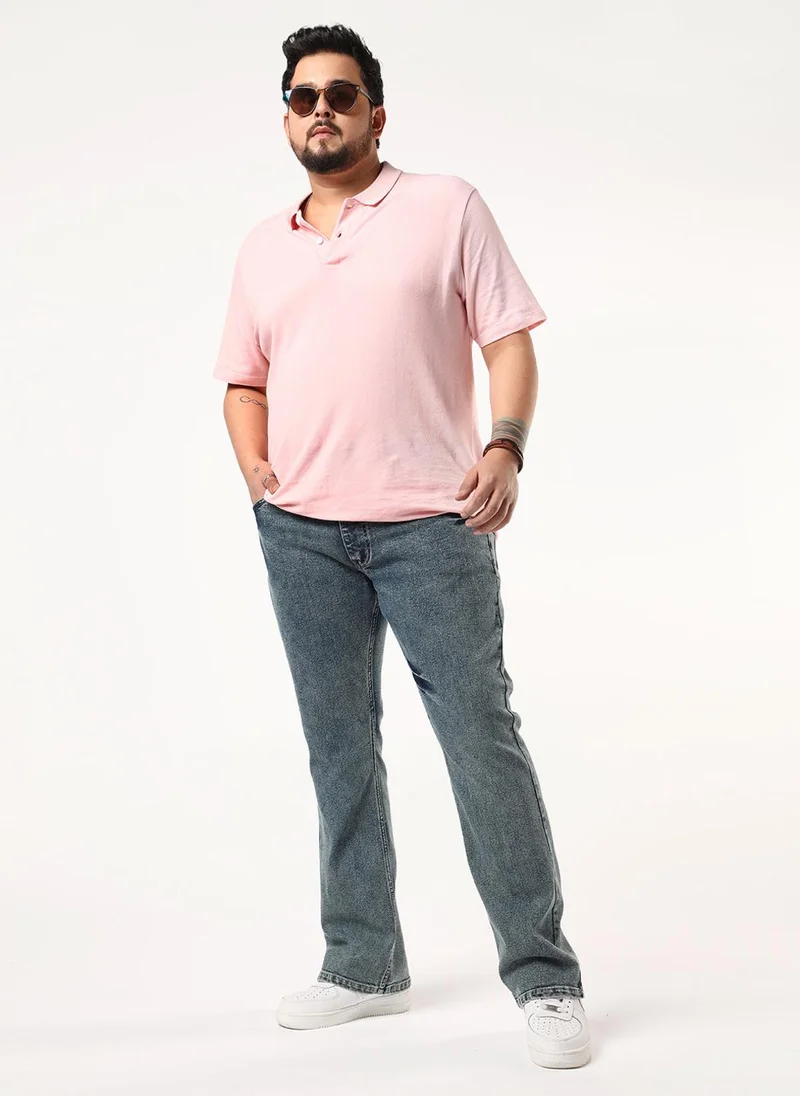 Urbano Fashion  Urbano Plus Men's Light Blue Bootcut Fit Mid Rise Acid Wash Jeans Stretchable for Men | Best Price UAE